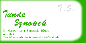 tunde sznopek business card
